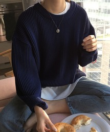 太リブざっくりニット