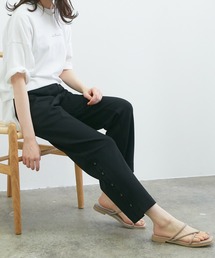【スフレタッチ】ダンボールニットサイドスリットパンツ