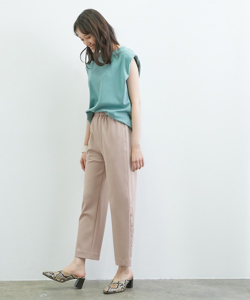 VIS(ビス)の「【スフレタッチ】ダンボールニットサイドスリットパンツ(その他パンツ・レディース・ブラック/キャメル・FREE)」の16枚目の写真