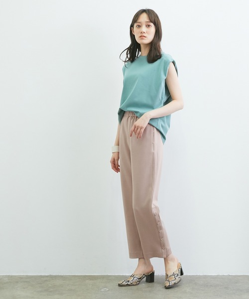 VIS(ビス)の「【スフレタッチ】ダンボールニットサイドスリットパンツ(その他パンツ・レディース・ブラック/キャメル・FREE)」の17枚目の写真