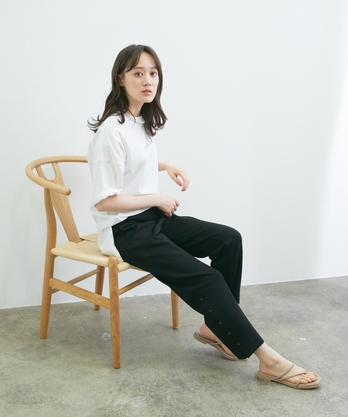 VIS(ビス)の「【スフレタッチ】ダンボールニットサイドスリットパンツ(その他パンツ・レディース・ブラック/キャメル・FREE)」の18枚目の写真