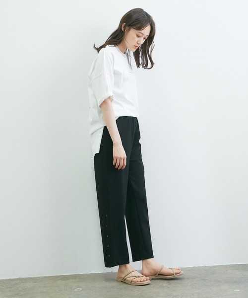VIS(ビス)の「【スフレタッチ】ダンボールニットサイドスリットパンツ(その他パンツ・レディース・ブラック/キャメル・FREE)」の19枚目の写真