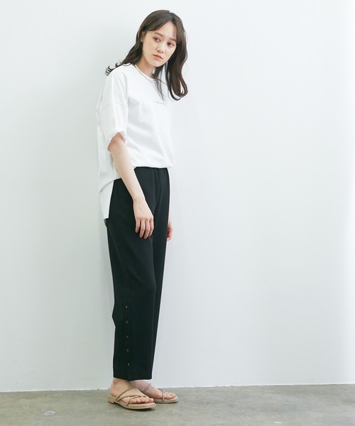 VIS(ビス)の「【スフレタッチ】ダンボールニットサイドスリットパンツ(その他パンツ・レディース・ブラック/キャメル・FREE)」の20枚目の写真