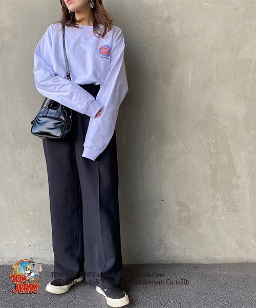 B ONE SOUL（ビーワンソウル）の「【WEB限定】[SEQUENCE BY B-ONE-SOUL/シークエンス] トムとジェリー バックプリントTシャツ（Tシャツ/カットソー・レディース・ホワイト/ブラック/パープル・L/XL/M）」の5枚目の写真