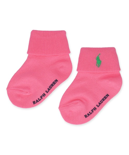 POLO RALPH LAUREN（ポロ ラルフ ローレン）の「POLO RALPH LAUREN I&T ワンポイント 三つ折り キッズソックス 04835565（ソックス/靴下・キッズ・ピンク/ホワイト/ピンク系その他/オフホワイト・13-15cm/16-18cm/11-13cm/18-20cm）」の4枚目の写真