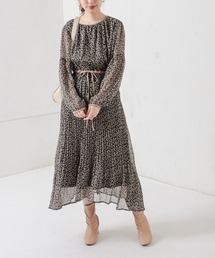 【WEB限定カラー有り】プリーツ切替配色使いワンピース