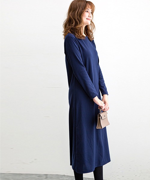Amulet（アミュレット）の「無地長袖ロングワンピース（ワンピース・レディース・ダークブラウン/ネイビー/ブラック/ブラウン/カーキ・L/M）」の13枚目の写真