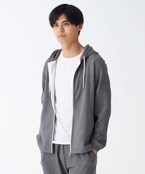 Blue Standard (ブルースタンダード)の「【BLUE STANDARD】ドライワッフルフルジップパーカー ツーマイル/ルームウェアとしてもおすすめ 制菌/防臭加工 速乾性 ストレッチ素材 セットアップ対応品番(パーカー・メンズ・ブラック/ネイビー/杢グレー・MEDIUM/LARGE/X-LARGE)」の6枚目の写真