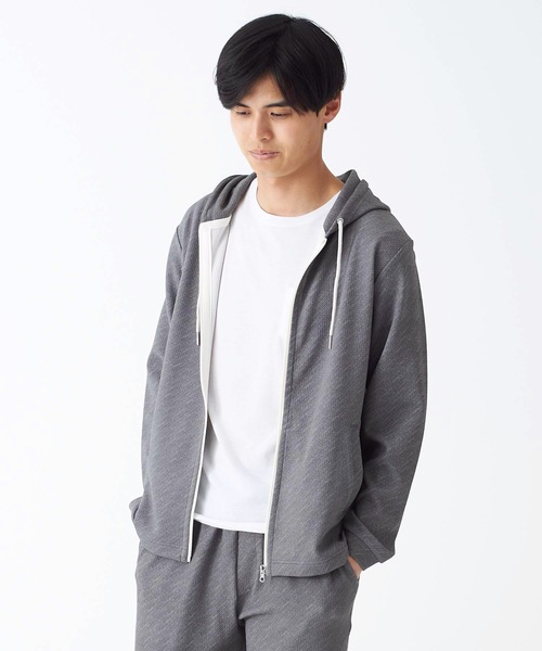 Blue Standard (ブルースタンダード)の「【BLUE STANDARD】ドライワッフルフルジップパーカー ツーマイル/ルームウェアとしてもおすすめ 制菌/防臭加工 速乾性 ストレッチ素材 セットアップ対応品番(パーカー・メンズ・ブラック/ネイビー/杢グレー・MEDIUM/LARGE/X-LARGE)」の7枚目の写真