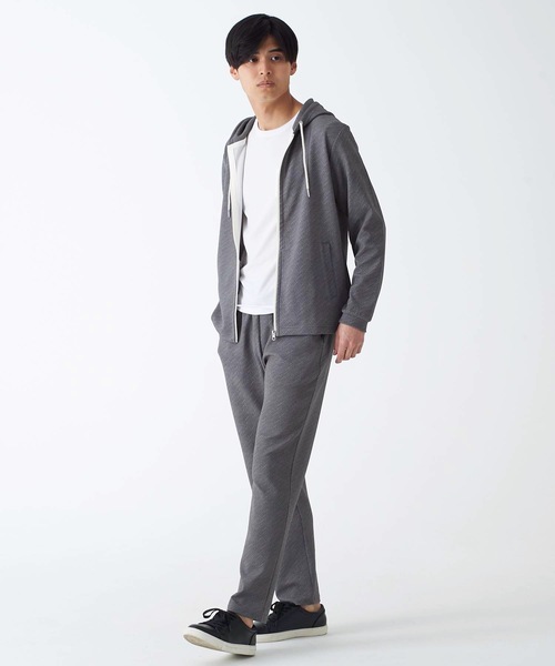 Blue Standard (ブルースタンダード)の「【BLUE STANDARD】ドライワッフルフルジップパーカー ツーマイル/ルームウェアとしてもおすすめ 制菌/防臭加工 速乾性 ストレッチ素材 セットアップ対応品番(パーカー・メンズ・ブラック/ネイビー/杢グレー・MEDIUM/LARGE/X-LARGE)」の4枚目の写真