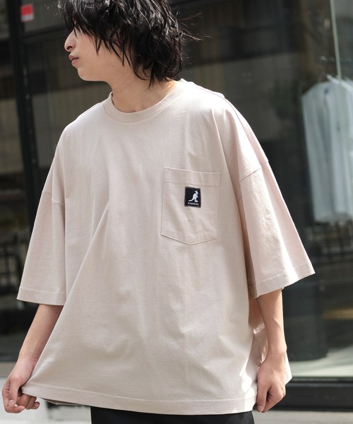 KANGOL(カンゴール)の「KANGOL/カンゴール 別注 ビッグシルエット ロゴピスネーム ポケット半袖Tシャツ 無地T トップス Tシャツ(Tシャツ/カットソー・メンズ・ホワイト/ライトブルー/ブラック/マスタード/ベージュ系その他/グリーン系その他/パープル系その他・M/L)」の3枚目の写真