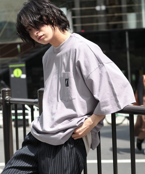 KANGOL(カンゴール)の「KANGOL/カンゴール 別注 ビッグシルエット ロゴピスネーム ポケット半袖Tシャツ 無地T トップス Tシャツ(Tシャツ/カットソー・メンズ・ホワイト/ライトブルー/ブラック/マスタード/ベージュ系その他/グリーン系その他/パープル系その他・M/L)」の6枚目の写真