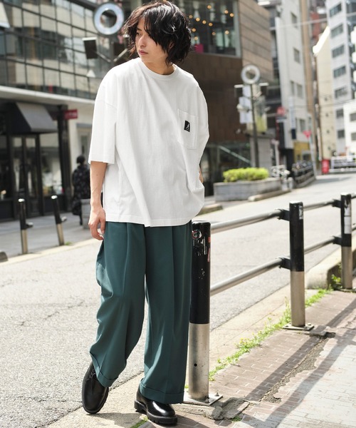 KANGOL(カンゴール)の「KANGOL/カンゴール 別注 ビッグシルエット ロゴピスネーム ポケット半袖Tシャツ 無地T トップス Tシャツ(Tシャツ/カットソー・メンズ・ホワイト/ライトブルー/ブラック/マスタード/ベージュ系その他/グリーン系その他/パープル系その他・M/L)」の18枚目の写真