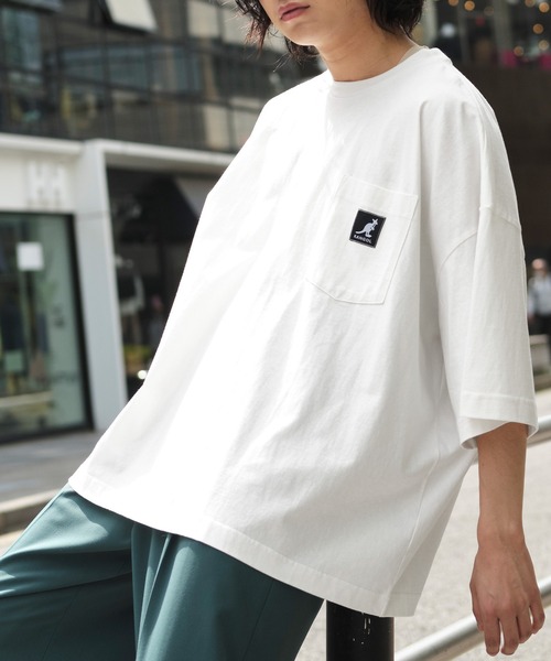 KANGOL(カンゴール)の「KANGOL/カンゴール 別注 ビッグシルエット ロゴピスネーム ポケット半袖Tシャツ 無地T トップス Tシャツ(Tシャツ/カットソー・メンズ・ホワイト/ライトブルー/ブラック/マスタード/ベージュ系その他/グリーン系その他/パープル系その他・M/L)」の15枚目の写真
