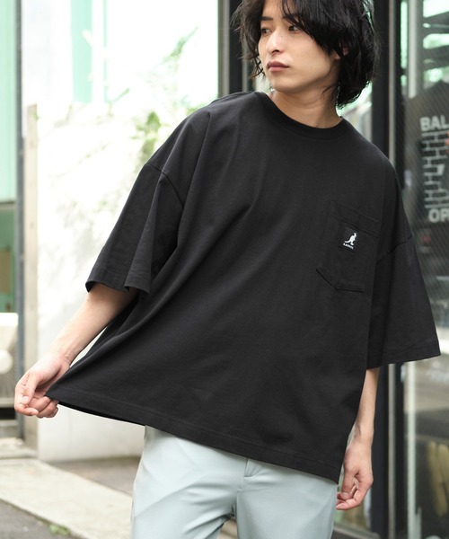 KANGOL(カンゴール)の「KANGOL/カンゴール 別注 ビッグシルエット ロゴピスネーム ポケット半袖Tシャツ 無地T トップス Tシャツ(Tシャツ/カットソー・メンズ・ホワイト/ライトブルー/ブラック/マスタード/ベージュ系その他/グリーン系その他/パープル系その他・M/L)」の19枚目の写真