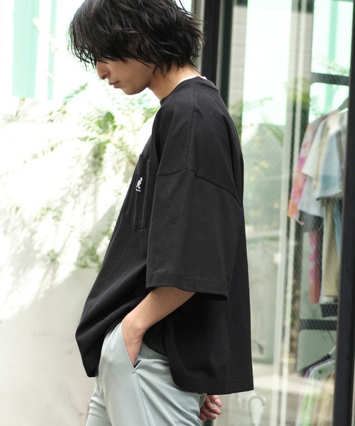 KANGOL(カンゴール)の「KANGOL/カンゴール 別注 ビッグシルエット ロゴピスネーム ポケット半袖Tシャツ 無地T トップス Tシャツ(Tシャツ/カットソー・メンズ・ホワイト/ライトブルー/ブラック/マスタード/ベージュ系その他/グリーン系その他/パープル系その他・M/L)」の20枚目の写真