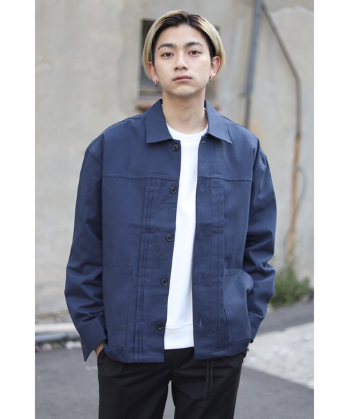 CREARE -LINO-（クレアーレリノ）の「オーバーサイズ ツイル タックジャケット（デニムジャケット・メンズ・ダークグレー/ネイビー/ブラック・FREE）」の3枚目の写真