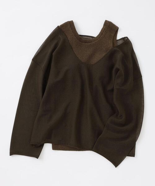 green label relaxing（グリーンレーベルリラクシング）の「＜ EMMEL REFINES（エメル リファインズ） ＞EM シアー×アメスリ マルチウェイ セット（その他トップス・レディース・ダークブラウン/ベージュ/ライム・FREE）」の2枚目の写真