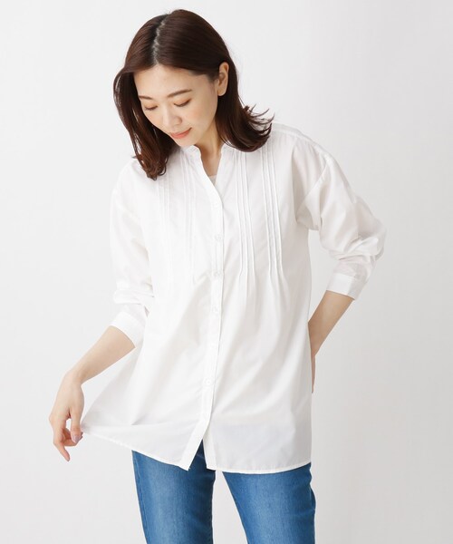 SHOO・LA・RUE(シューラルー)の「◆【2点セット】ピンタックシャツ+インナー(その他トップス・レディース・ホワイト系/ライトグリーン/ネイビー系2・02/03/04)」の2枚目の写真