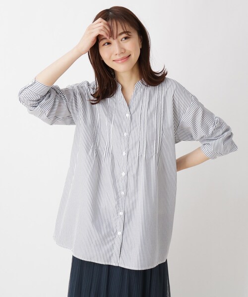 SHOO・LA・RUE(シューラルー)の「◆【2点セット】ピンタックシャツ+インナー(その他トップス・レディース・ホワイト系/ライトグリーン/ネイビー系2・02/03/04)」の3枚目の写真