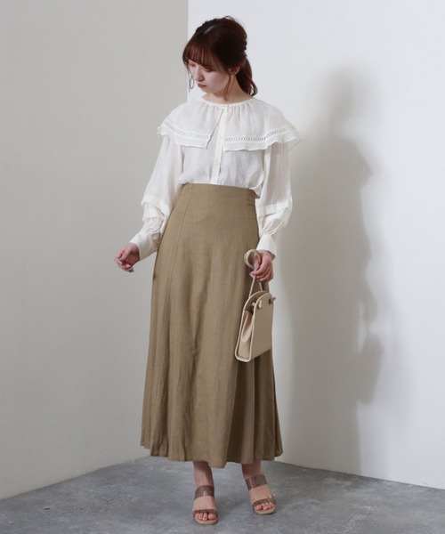 archives(アルシーヴ)の「麻混バックレースアップスカート(スカート・レディース・アイボリー/グリーン系その他/チャコールグレー/ブルー/ブラック/パープル・MEDIUM)」の11枚目の写真