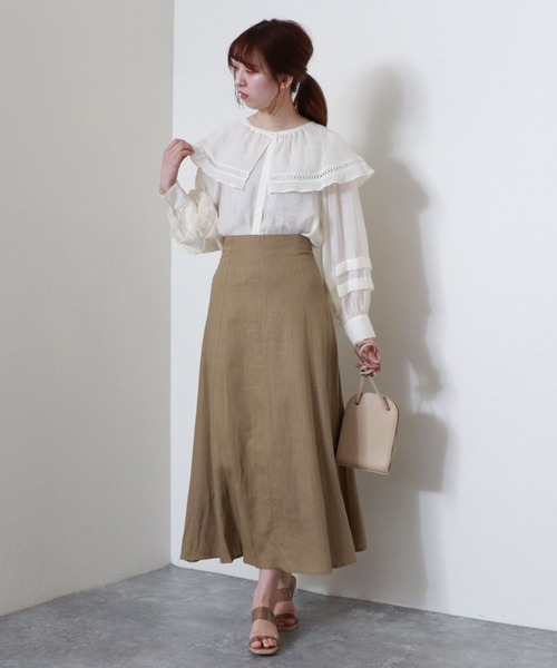 archives(アルシーヴ)の「麻混バックレースアップスカート(スカート・レディース・アイボリー/グリーン系その他/チャコールグレー/ブルー/ブラック/パープル・MEDIUM)」の12枚目の写真