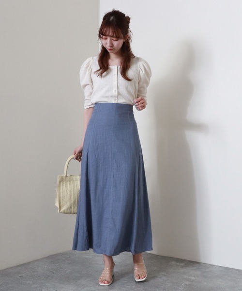 archives(アルシーヴ)の「麻混バックレースアップスカート(スカート・レディース・アイボリー/グリーン系その他/チャコールグレー/ブルー/ブラック/パープル・MEDIUM)」の13枚目の写真