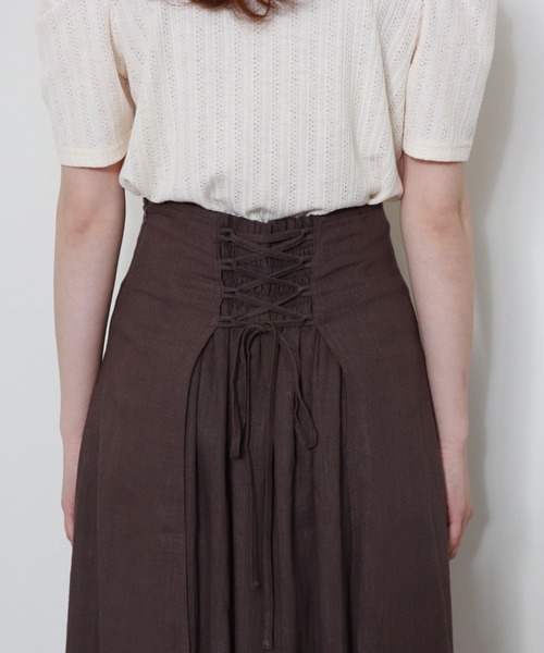 archives(アルシーヴ)の「麻混バックレースアップスカート(スカート・レディース・アイボリー/グリーン系その他/チャコールグレー/ブルー/ブラック/パープル・MEDIUM)」の19枚目の写真