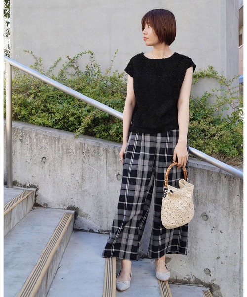 NICOLE white（ニコルホワイト）の「フロントフリンジジャガードブラウス（シャツ/ブラウス・レディース・オフホワイト/サックスブルー・FREE）」の4枚目の写真