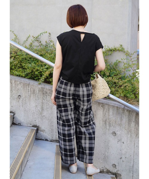 NICOLE white（ニコルホワイト）の「フロントフリンジジャガードブラウス（シャツ/ブラウス・レディース・オフホワイト/サックスブルー・FREE）」の6枚目の写真