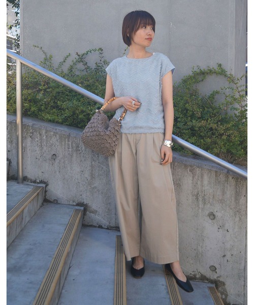 NICOLE white（ニコルホワイト）の「フロントフリンジジャガードブラウス（シャツ/ブラウス・レディース・オフホワイト/サックスブルー・FREE）」の10枚目の写真