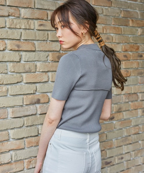 LIPSERVICE（リップサービス）の「ショートモックレイヤードニット（ニット/セーター・レディース・ホワイト/ブラック/グレー/イエロー×グリーン・FREE）」の19枚目の写真