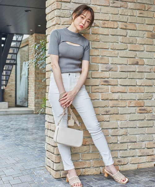 LIPSERVICE（リップサービス）の「ショートモックレイヤードニット（ニット/セーター・レディース・ホワイト/ブラック/グレー/イエロー×グリーン・FREE）」の20枚目の写真