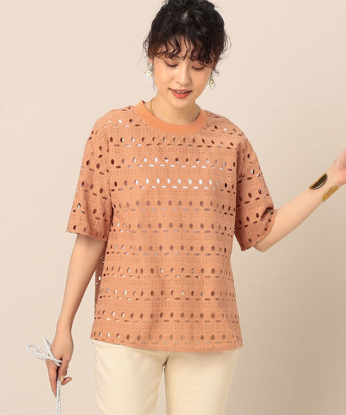 【メーカー再生品】 セール】【WEB限定】刺繍レーストップス（Tシャツ/カットソー トップス