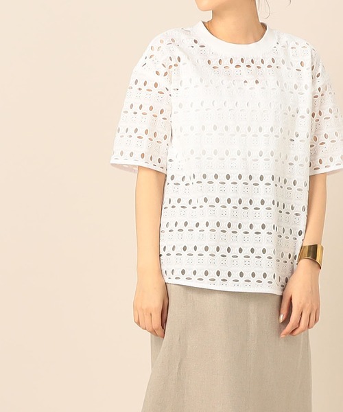 NOLLEY’S(ノーリーズ)の「【WEB限定】刺繍レーストップス(Tシャツ/カットソー・レディース・チャコールグレー/オフホワイト/オレンジ・38)」の7枚目の写真
