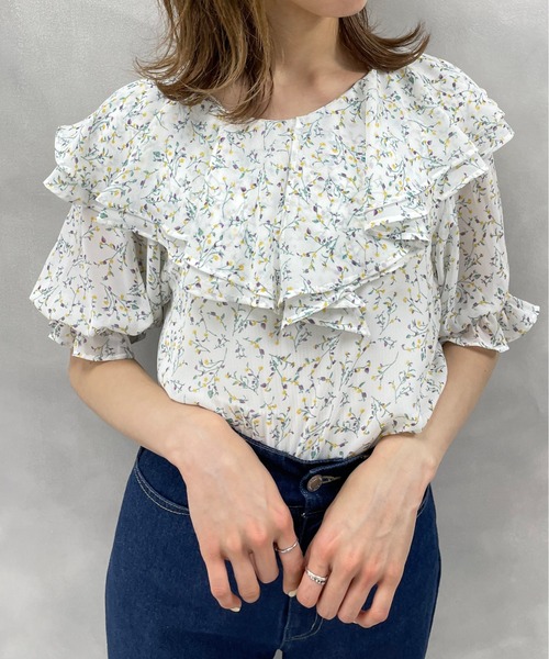 OLIVE des OLIVE（オリーブデオリーブ）の「ヒロイン級ダブルフロントブラウス（シャツ/ブラウス・レディース・ホワイト/オフホワイト/アイボリー・FREE）」の2枚目の写真