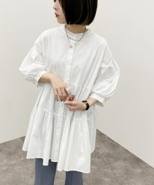 apres jour mignon（アプレジュールミニョン）の「袖ボリュームティアードブラウス 【ZOZOTOWN限定アイテム】（シャツ/ブラウス・レディース・ミント/オフホワイト/ブラック・フリー/X-LARGE）」の5枚目の写真