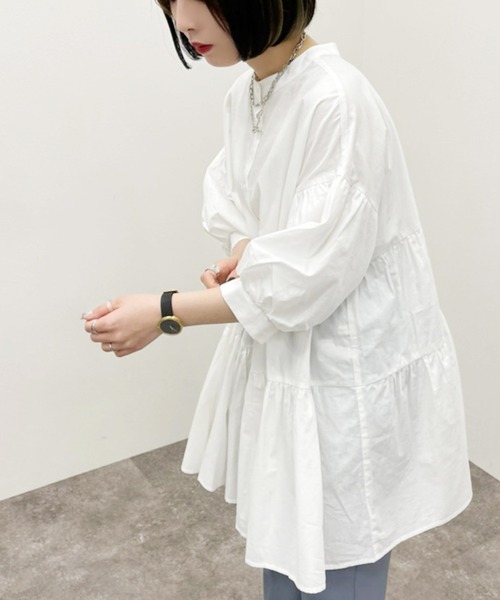 apres jour mignon（アプレジュールミニョン）の「袖ボリュームティアードブラウス 【ZOZOTOWN限定アイテム】（シャツ/ブラウス・レディース・ミント/オフホワイト/ブラック・フリー/X-LARGE）」の7枚目の写真