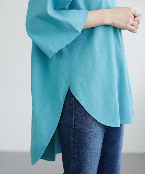 CRAFT STANDARD BOUTIQUE(クラフトスタンダードブティック)の「ハーフスリーブTシャツ *(Tシャツ/カットソー・レディース・ネイビー/ライトグリーン/アイボリー/ブルーグリーン/ブルー系その他2/イエロー系その他2・FREE)」の7枚目の写真