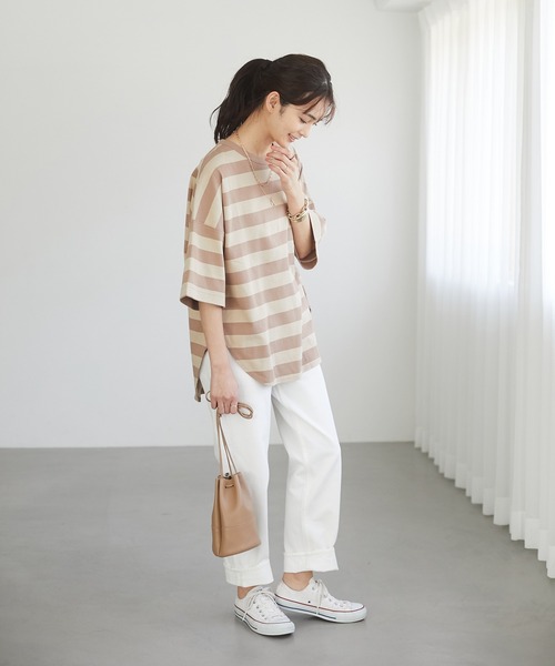 CRAFT STANDARD BOUTIQUE(クラフトスタンダードブティック)の「ハーフスリーブTシャツ *(Tシャツ/カットソー・レディース・ネイビー/ライトグリーン/アイボリー/ブルーグリーン/ブルー系その他2/イエロー系その他2・FREE)」の14枚目の写真