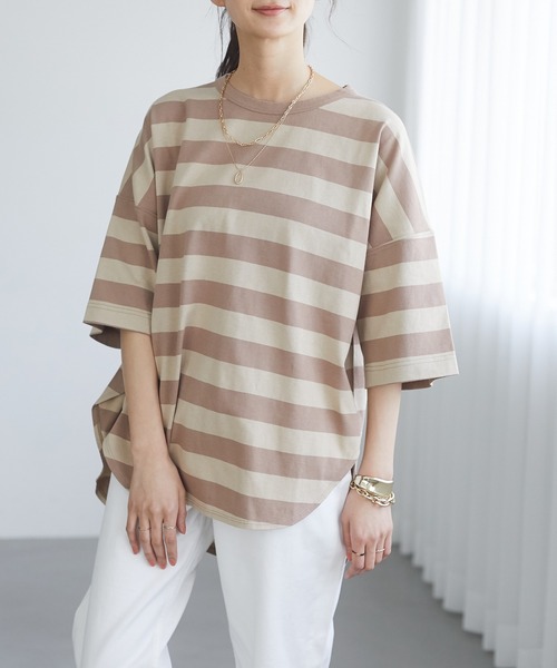 CRAFT STANDARD BOUTIQUE(クラフトスタンダードブティック)の「ハーフスリーブTシャツ *(Tシャツ/カットソー・レディース・ネイビー/ライトグリーン/アイボリー/ブルーグリーン/ブルー系その他2/イエロー系その他2・FREE)」の17枚目の写真