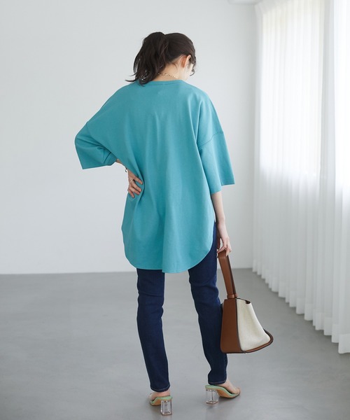 CRAFT STANDARD BOUTIQUE(クラフトスタンダードブティック)の「ハーフスリーブTシャツ *(Tシャツ/カットソー・レディース・ネイビー/ライトグリーン/アイボリー/ブルーグリーン/ブルー系その他2/イエロー系その他2・FREE)」の8枚目の写真