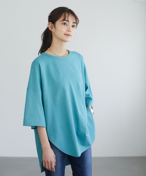 CRAFT STANDARD BOUTIQUE(クラフトスタンダードブティック)の「ハーフスリーブTシャツ *(Tシャツ/カットソー・レディース・ネイビー/ライトグリーン/アイボリー/ブルーグリーン/ブルー系その他2/イエロー系その他2・FREE)」の12枚目の写真