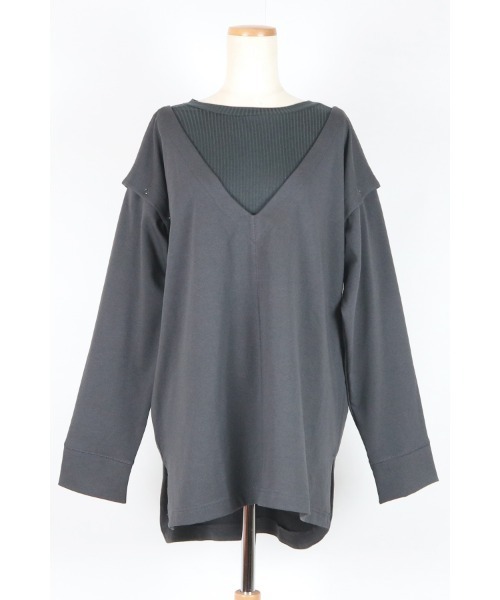 AULA AILA(アウラアイラ)の「レイヤードロングTシャツセット(Tシャツ/カットソー・レディース・ホワイト/チャコールグレー/ブラック/ブラウン・0)」の13枚目の写真