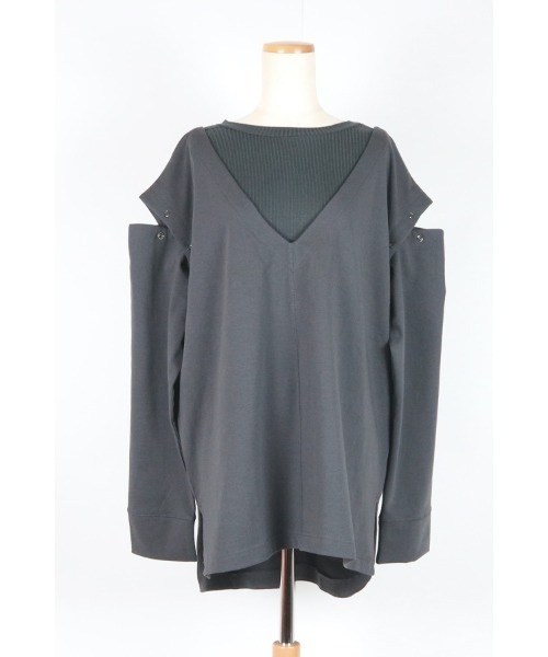 AULA AILA(アウラアイラ)の「レイヤードロングTシャツセット(Tシャツ/カットソー・レディース・ホワイト/チャコールグレー/ブラック/ブラウン・0)」の14枚目の写真