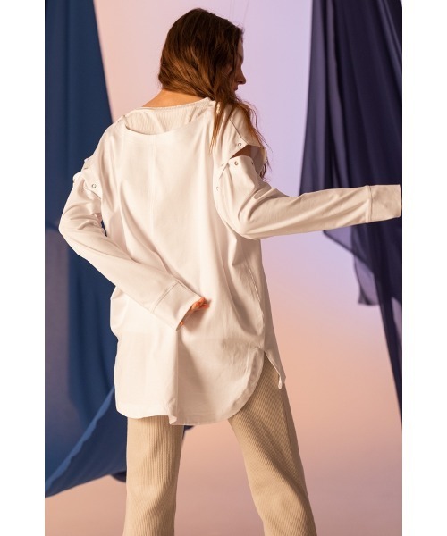 AULA AILA(アウラアイラ)の「レイヤードロングTシャツセット(Tシャツ/カットソー・レディース・ホワイト/チャコールグレー/ブラック/ブラウン・0)」の8枚目の写真