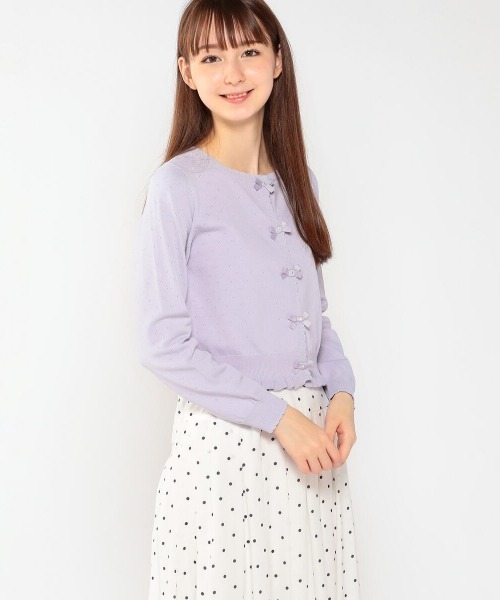 LODISPOTTO（ロディスポット）の「スウィートアイレットカーディガン（カーディガン/ボレロ・レディース・ホワイト/ラベンダー/ピンク・MEDIUM）」の3枚目の写真