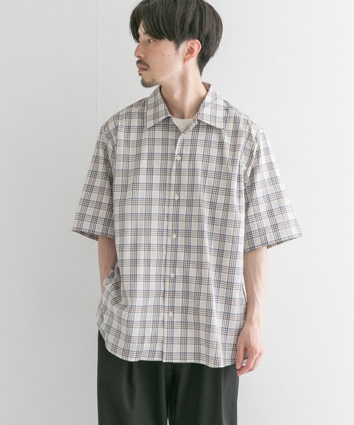 MANUAL ALPHABET（マニュアル アルファベット）の「MANUAL ALPHABET　TWILL CHECK SHORT-SLEEVE SHIRTS（シャツ/ブラウス・メンズ・ブラウン系その他/ホワイト系その他・2/3）」の2枚目の写真