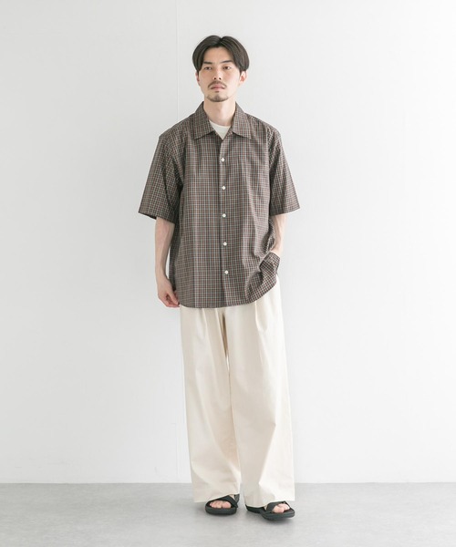 MANUAL ALPHABET（マニュアル アルファベット）の「MANUAL ALPHABET　TWILL CHECK SHORT-SLEEVE SHIRTS（シャツ/ブラウス・メンズ・ブラウン系その他/ホワイト系その他・2/3）」の3枚目の写真