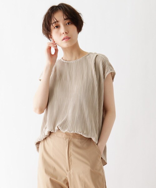 DRESKIP（ドレスキップ）の「◆ひんやりプリーツプルオーバー（シャツ/ブラウス・レディース・キャメル/グレー系その他/ダークオレンジ/ナチュラル・02/04/03）」の2枚目の写真